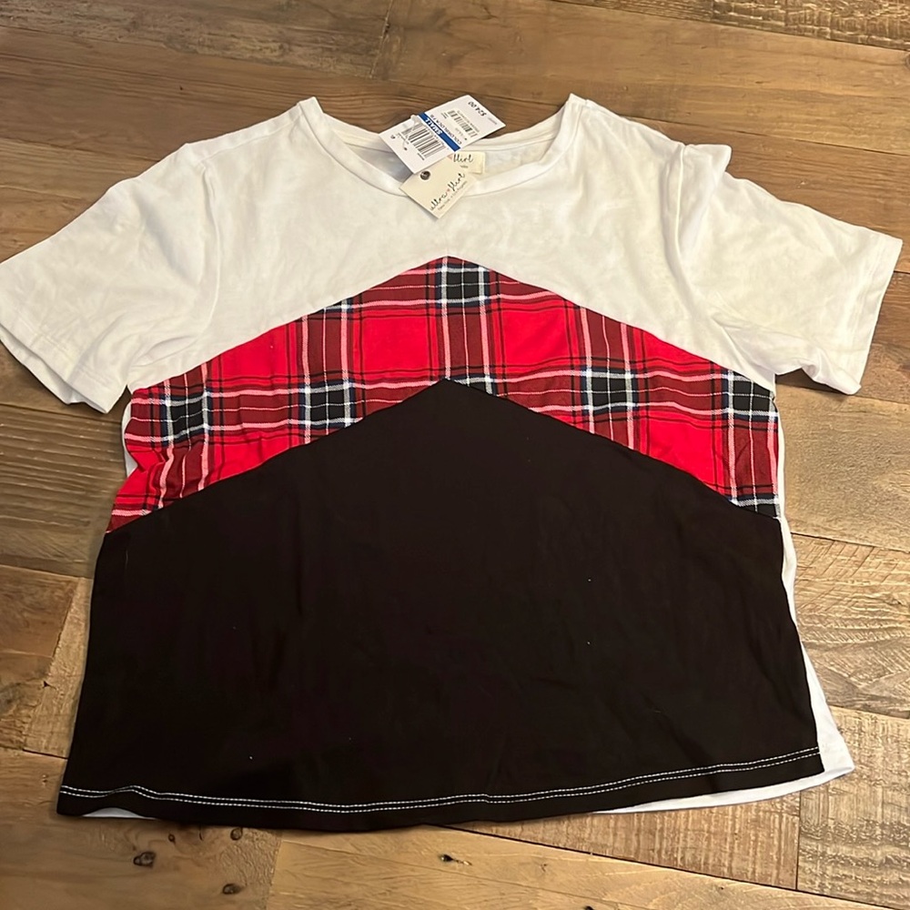 NWT ULTRa FLIRT Plaid Colorblock SHIRT Top SMALL